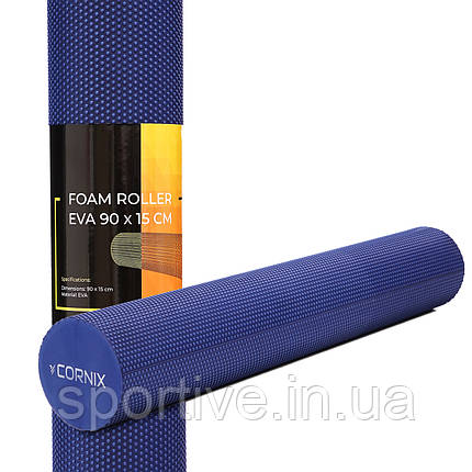 Масажний ролик Cornix EVA+ 90 x 15 см (валик, ролер) XR-0314 Navy Blue, фото 1