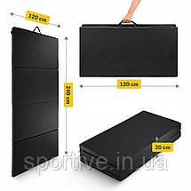 Мат гімнастичний складаний 4FIZJO XL 240 x 120 x 5 см Black (P-5907739319708), фото 4