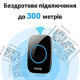 Комплект бездротовий дверний дзвінок і приймач Cacazi, 38 мелодій, для дому від батарейок Чорний, фото 4
