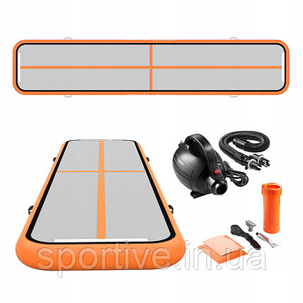 Мат надувний гімнастичний 4FIZJO Air Track Mat 500 x 100 x 15 см White/Orange (P-5907739311795), фото 1