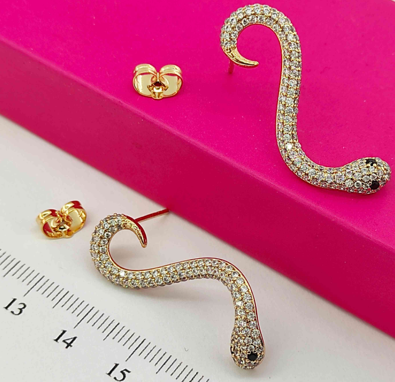 Сережки Змія гвоздики медичне золото, фото 1