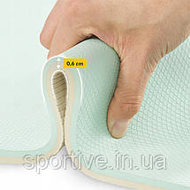 Килимок (мат) спортивний 4FIZJO TPE 180 x 60 x 0.6 см для йоги та фітнесу Mint/Grey (P-5907739317070), фото 3