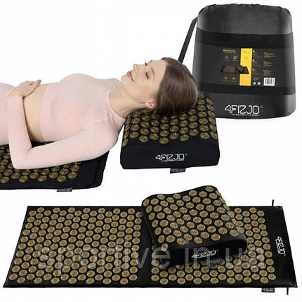 Килимок акупунктурний з подушкою 4FIZJO Ergo Mat XL Аплікатор Кузнєцова Black/Gold (P-5907739313843), фото 1