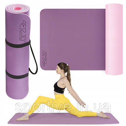 Килимок (мат) спортивний 4FIZJO TPE 180 x 60 x 1 см для йоги та фітнесу Violet/Pink (P-5907739316967), фото 1