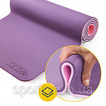Килимок (мат) спортивний 4FIZJO TPE 180 x 60 x 1 см для йоги та фітнесу Violet/Pink (P-5907739316967), фото 2