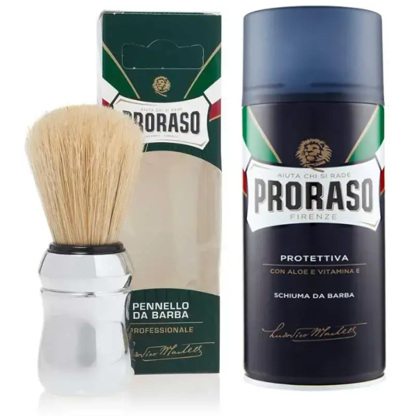 Proraso помазок для гоління професійний + Proraso Піна для гоління з екстрактом алое та вітаміном Е 400 мл