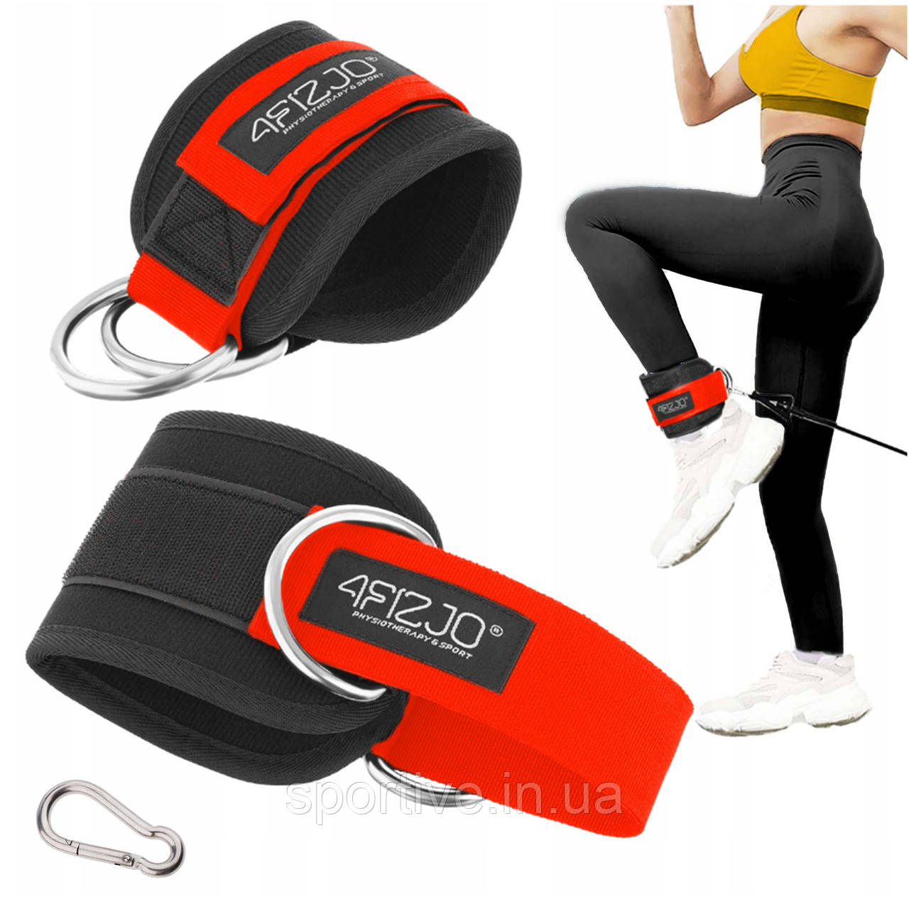 Манжети для тяги 4FIZJO Ankle Strap 2 шт Black/Red (P-5907739314819)