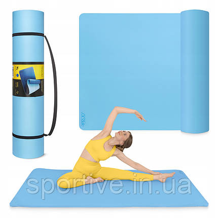 Килимок (мат) спортивний 4FIZJO TPE Gigant 200 x 125 x 2 см для йоги та фітнесу Sky Blue (P-5907739318985), фото 1
