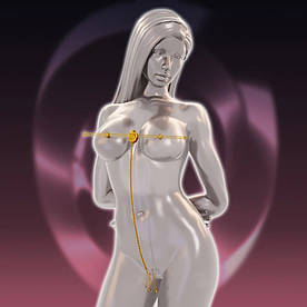 Затискачі для сосків із вібрацією UPKO Double Bar Vibration Nipple та кліторальний ланцюг, золотисті