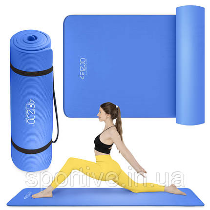 Килимок (мат) спортивний 4FIZJO NBR 180 x 60 x 1 см для йоги та фітнесу Navy Blue (P-5907739316974), фото 1