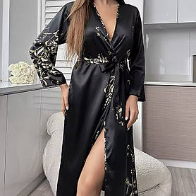 Атласний жіночий халат – елегантний халат для дому та відпочинку, подарунок для жінки