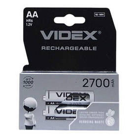 Акумулятори VIDEX АА ,перезаряджувані, акумуляторні батарейки хв.робота 2700 mAh 1,2 V (2шт) (9148) [tsi260007