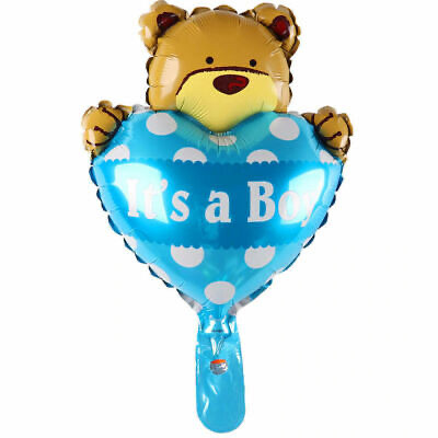 Фольгована кулька міні фігура Медведик з серцем напис "It's a boy", фото 1