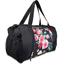 Сумка дорожня Semi Line 45 Black Print A3007-1 легка водостійка 45 л з кишенями регульований ремінь