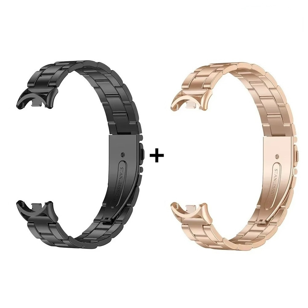 Комплект ремінців для фітнес-браслету Xiaomi Mi Band 8,9,10 Bead design Black-Rose gold, фото 1