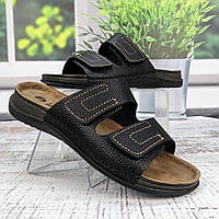 Шльопанці чоловічі Inblu чорні шкіряні на липучках 3890