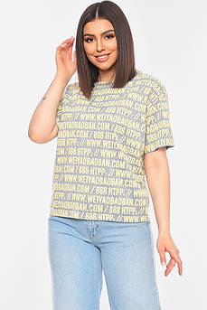 Футболка жіноча з принтом сірого кольору р.42-45 198129M