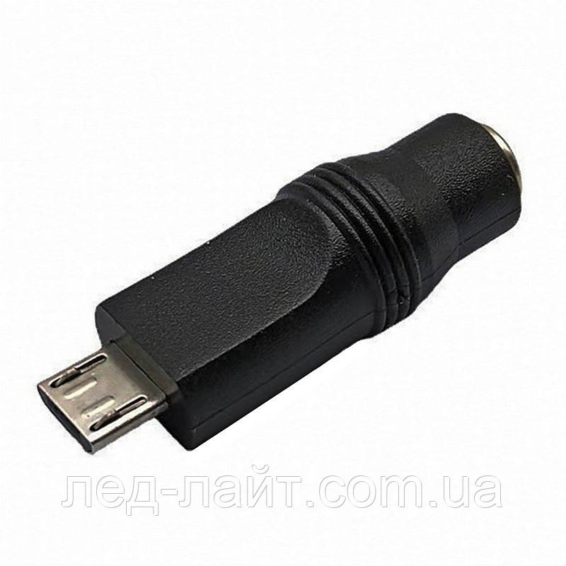 Перехідник DC 5.5/2.1 мама - micro USB, фото 1