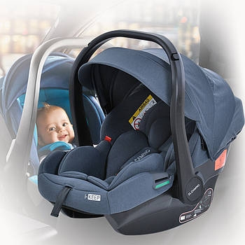 Дитяче автокрісло з регульованим підголівником та козирком El Camino i-KEEP ME 1186 Melange Midnight Gray