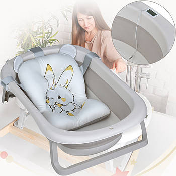 Дитяча складна ванна з вкладишем і термометром 78.3х49.3х20.5 см для купання El Camino ME 1151 Cool Gray