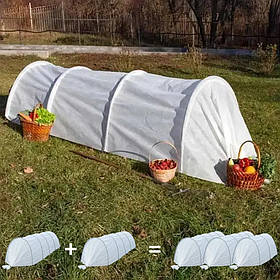 Комплект 1+1=3 парник 10 м. "Пролісок" (4+4+2 м) Щільність агроволокна 42 г/м2 Комплект парників для розсади