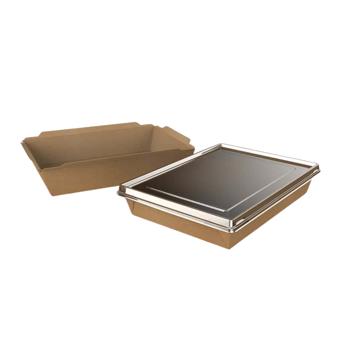 Контейнер для їжі з кришкою MEGA крафт 1700 мл (ЕКО) Crystal Box, 013300178