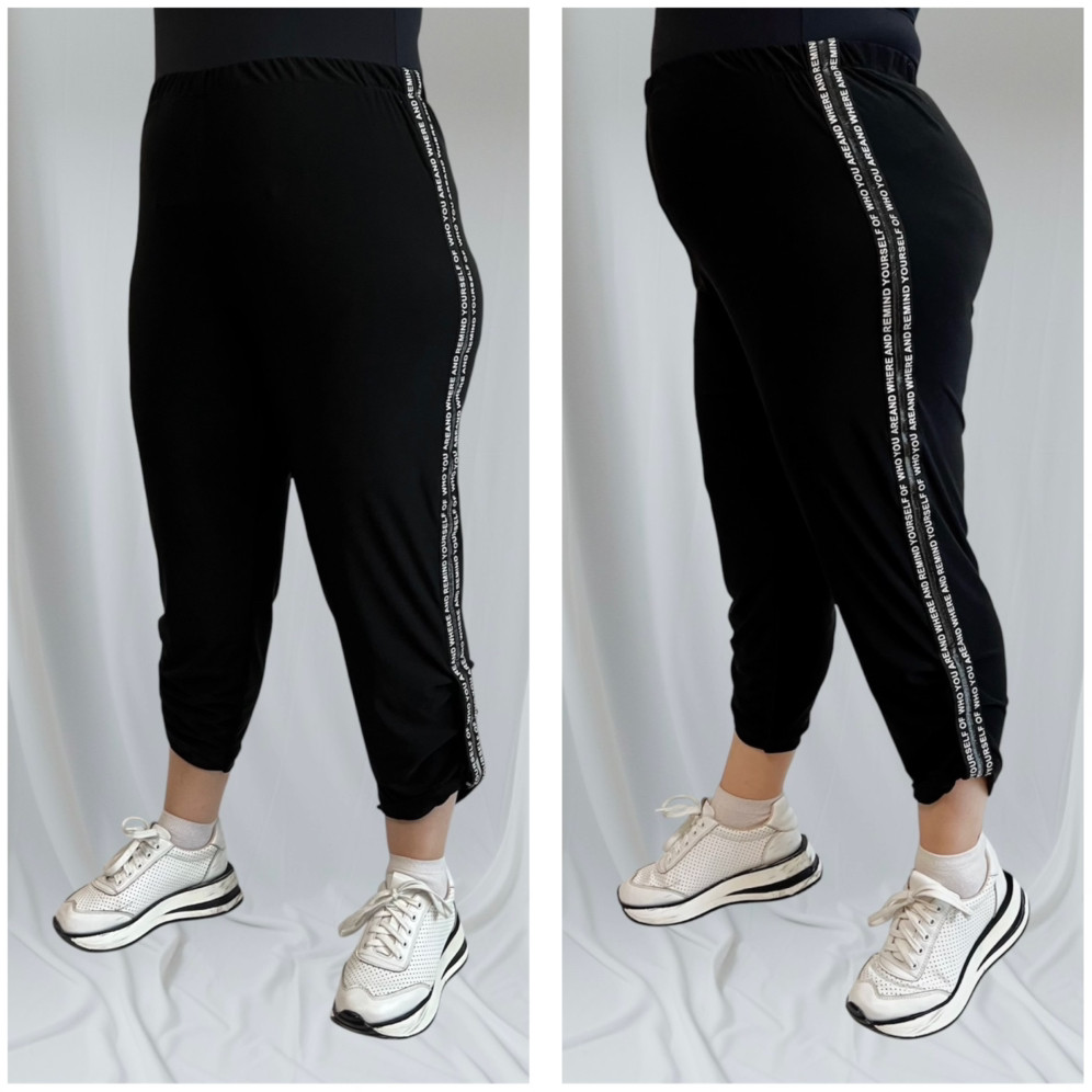 Жіночі капрі-бриджі літні чорні великі розміри (з 50 по 64)