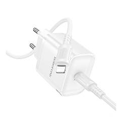 Мережевий зарядний пристрій Borofone BA84A 1 USB-C PD/QC 30 W + Type-C to Lightning Колір Білий