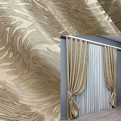 Шторна тканина жакард "Magic". Колір пісочний. Код 1604ш