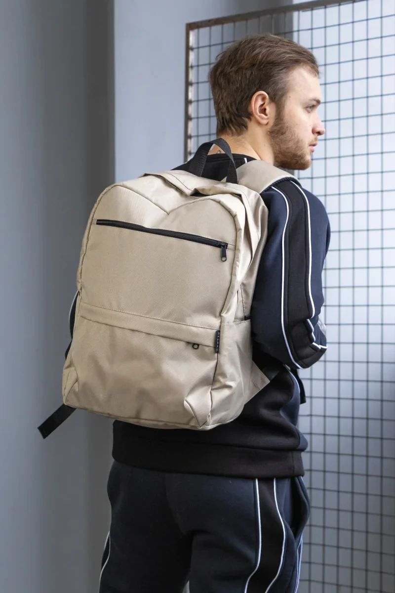 Рюкзак чоловічий жіночий міський Amega бежевий Портфель спортивний, фото 1