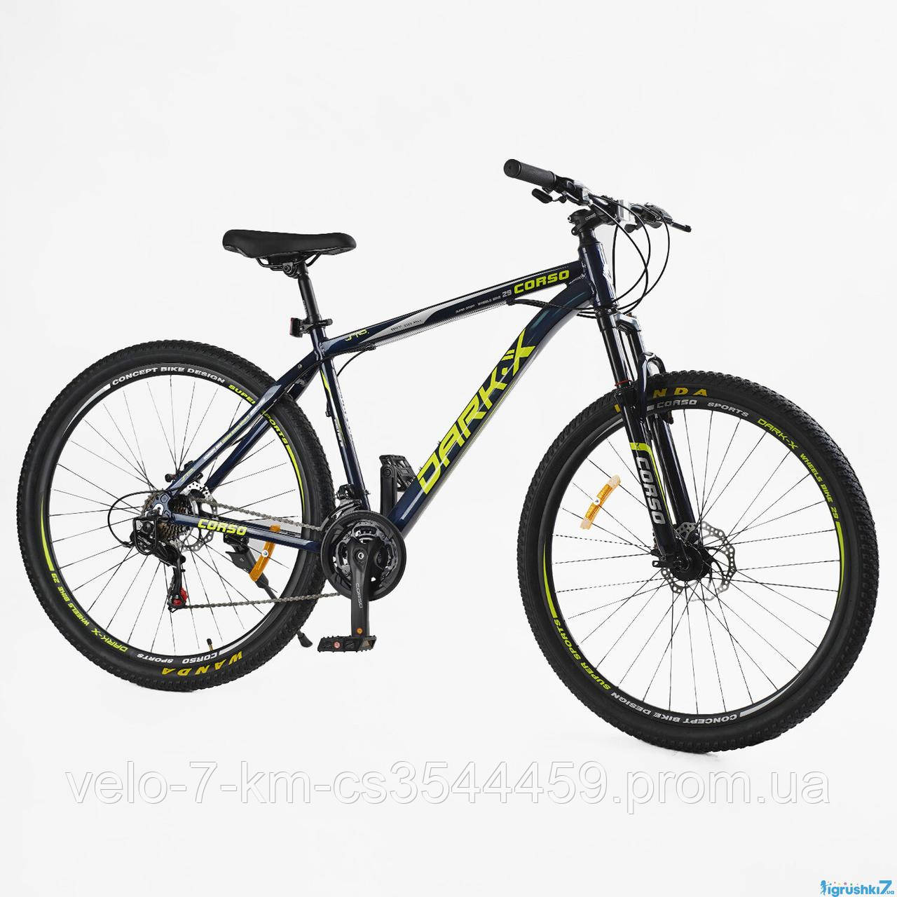 Велосипед спортивний Corso «Dark-X» 29" дюймів DX-29306 (1) алюмінієва рама 19", обладнання Shimano 21 швидкість, зібраний на 75%