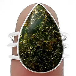 Фуксит зелений срібна каблучка, 0240ЛФ