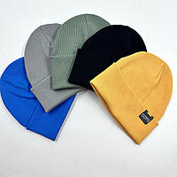 Трикотажна шапочка подвійна для хлопчика із рубчика «Oops», ОПТ