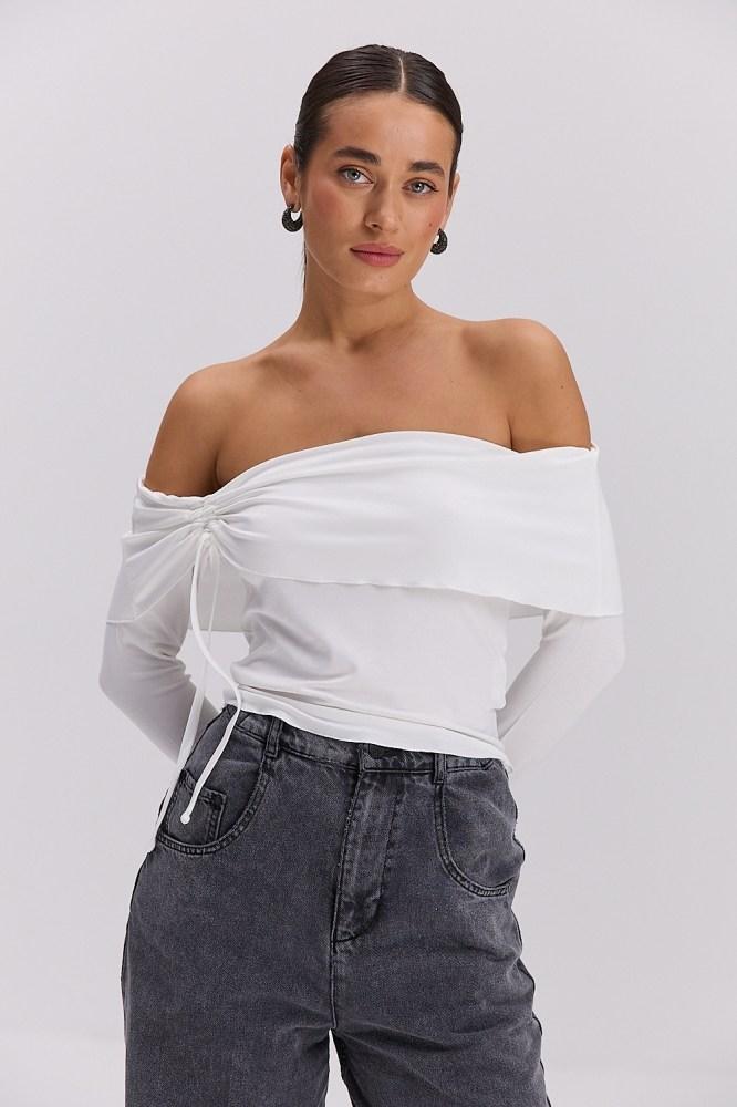 Жіночий лонгслів із відкритими плечима, фото 1