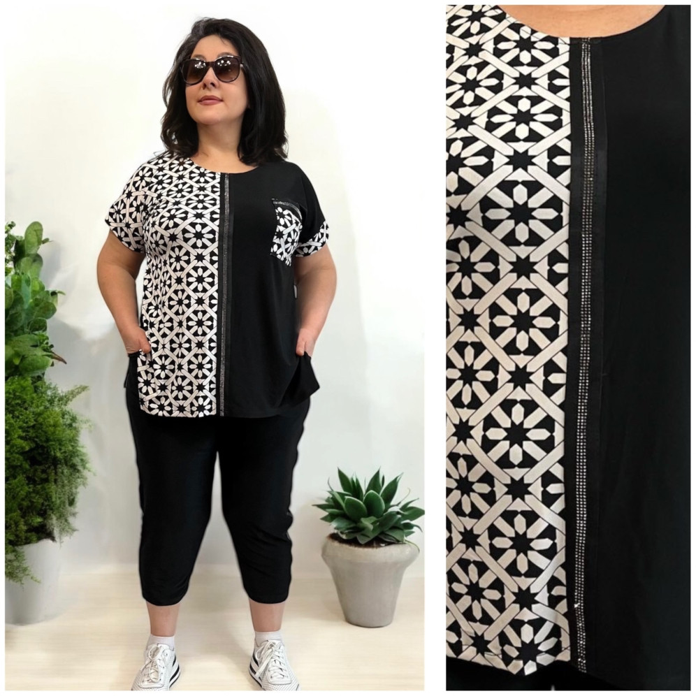 Жіночий костюм із капрі трикотажний літній великі розміри (з 50 по 64 розмір)