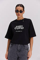 Жіноча футболка оверсайз із написом Sorry Cupid You missed out