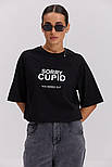 Жіноча футболка оверсайз із написом Sorry Cupid You missed out, фото 3