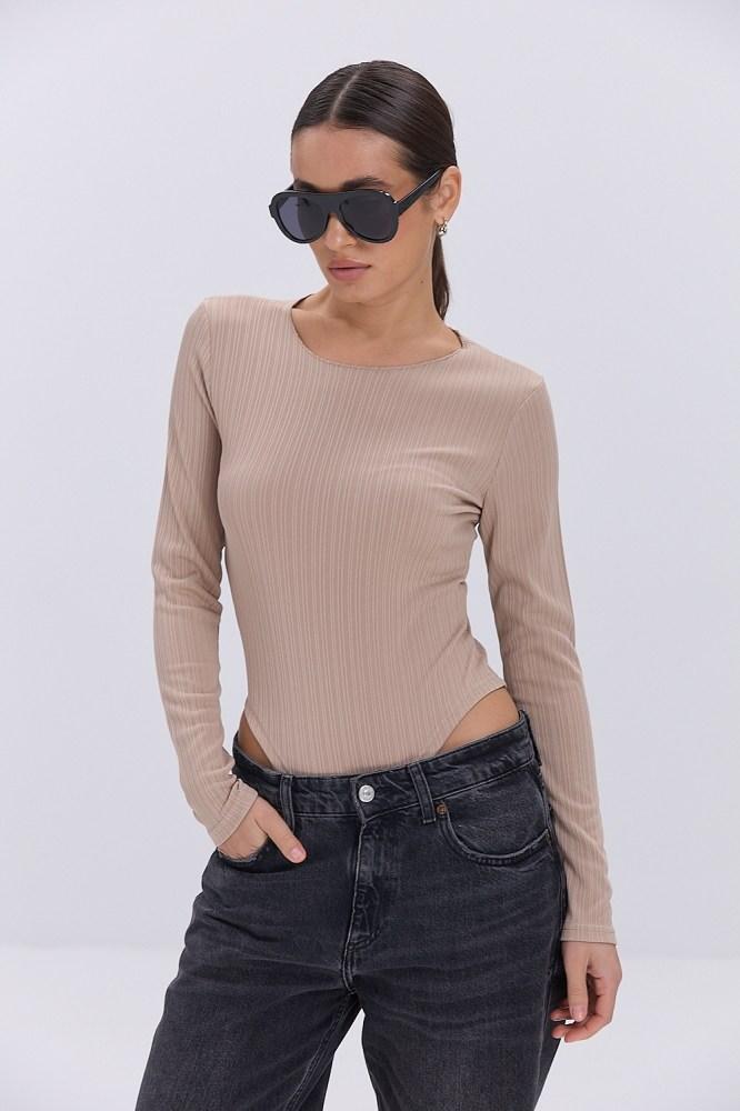 Жіноче боді з плісиронної тканини та довгим рукавом, фото 1