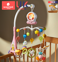 Карусель музична дитяча, мобіль на ліжечко, нічник, мелодії Рожевий