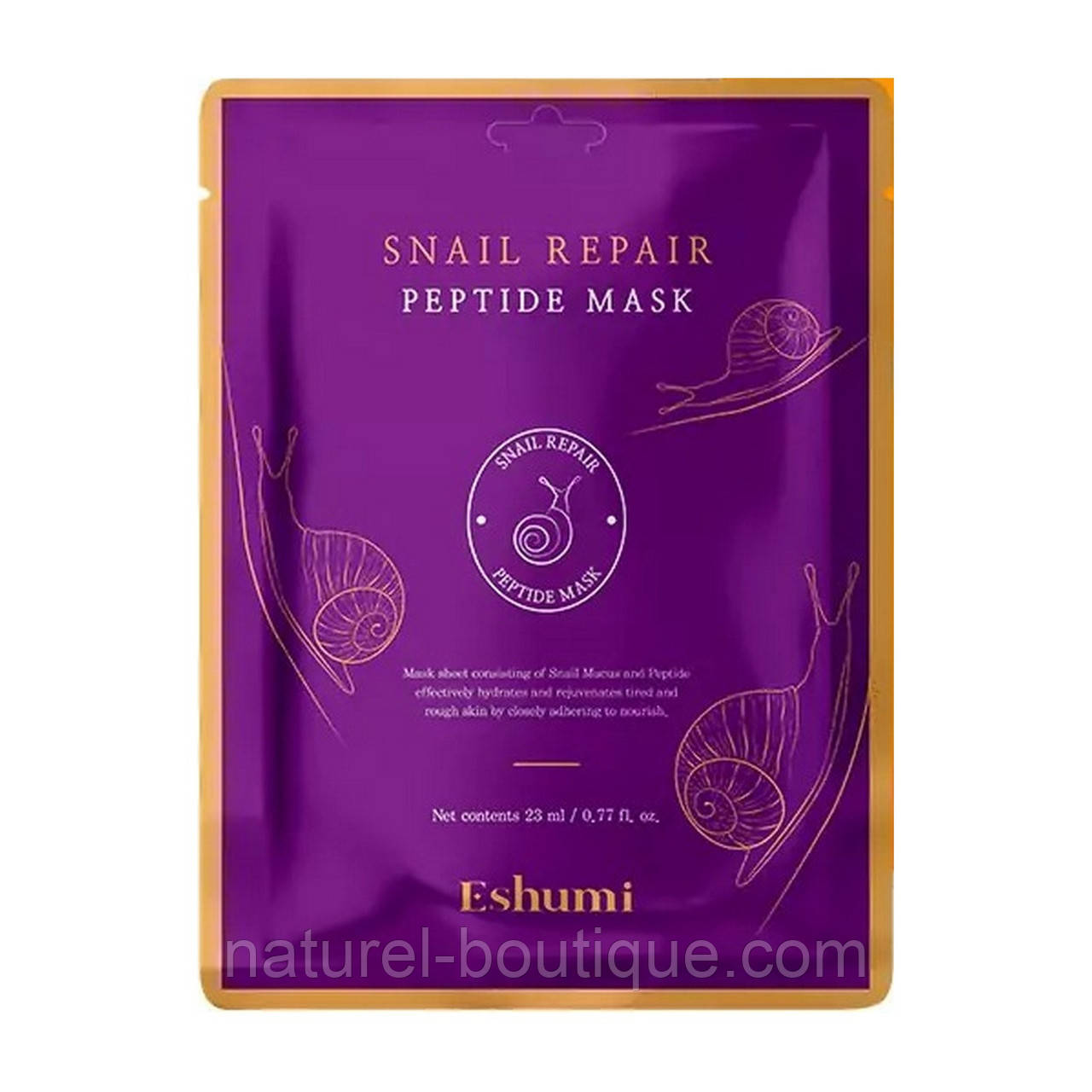 Маска тканинна Eshumi для обличчя Snail Repair Peptide з муцином равлика та пептидом