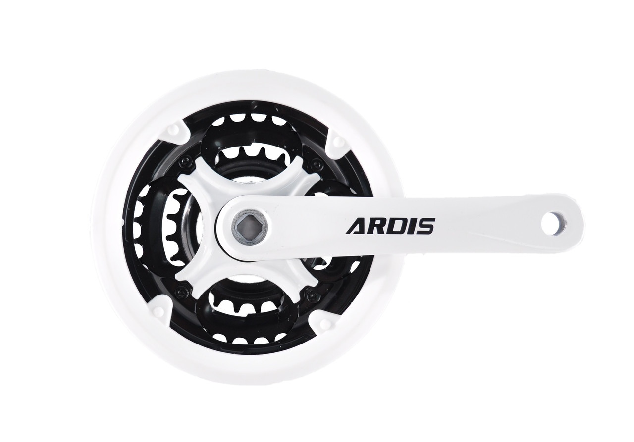 Шатун велосипедний АЛ MTB 42/34/24Т, 152мм білий, фото 1