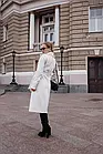Жіноче пальто замшеве двобортне класичне молочне весняне осіннє, фото 8