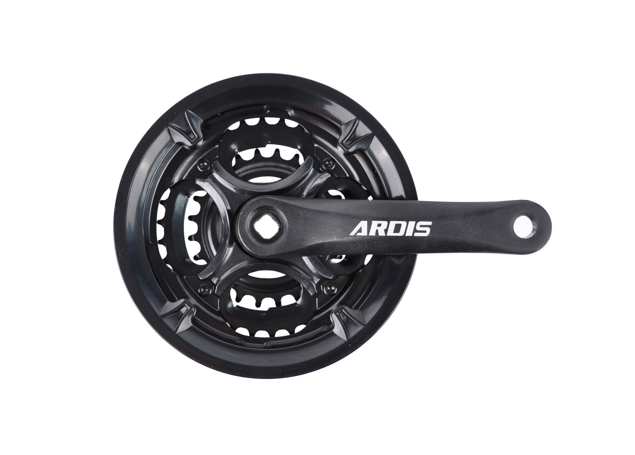 Шатун велосипедний АЛ MTB 42/34/24Т, 152мм чорний, фото 1