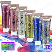 Набір рідких гелевих Блесток для тіла та волосся, Гліттер, 6 штук по 18 мл