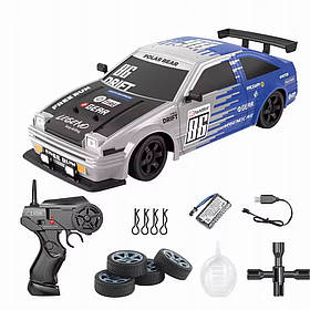 Дріфт машинка Toyota Trueno RC 1/16: радіокерування, пара, LED, 4WD, дрифт, 2.4G, акумулятор
