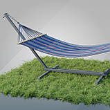 Стійка для гамака WCG + Двомісний Гамак з планкою RIO синій XXL 200х150 WCG. Садовий гамак, фото 2