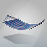 Стійка для гамака WCG + Двомісний Гамак з планкою RIO синій XXL 200х150 WCG. Садовий гамак, фото 5