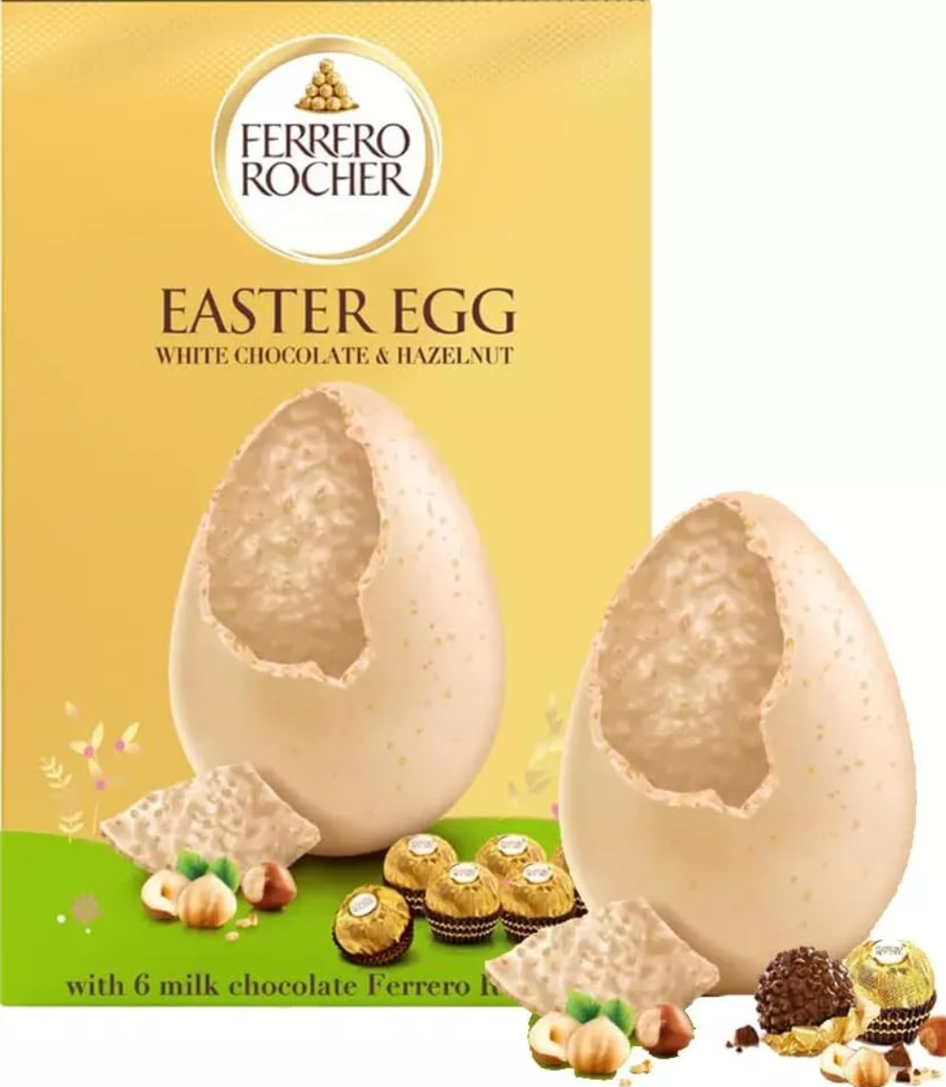 Пасхальний набір шоколадне яйце з цукерками Ferrero Rocher White Chocolate Easter Egg 250г