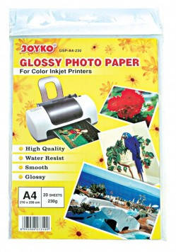 Фотопапір глянцевий А4 20 аркушів 230g "JOYKO" GSP-A4-230 KNZ, фото 1
