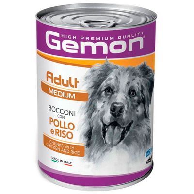 Вологий корм для собак Gemon (Джемон) Dog Medium Adult шматочки в желе з куркою та рисом 415 г